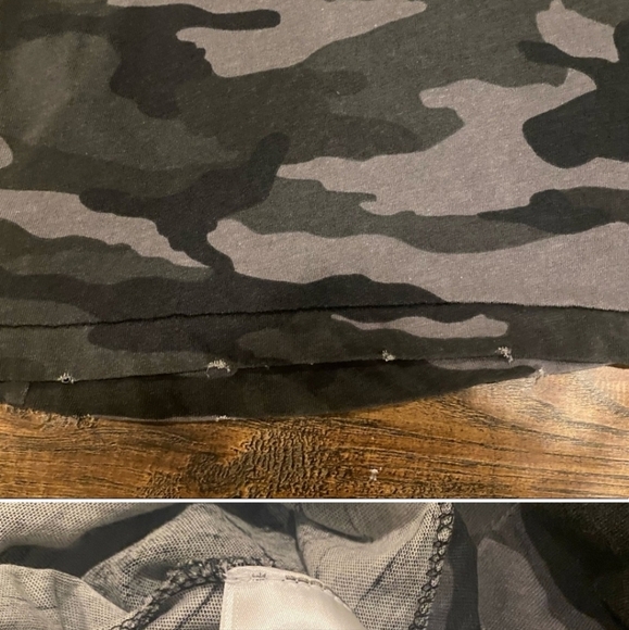 Current Elliott Distressed Black Camo Cotton Tee T-Shirt - Picture 6 of 7